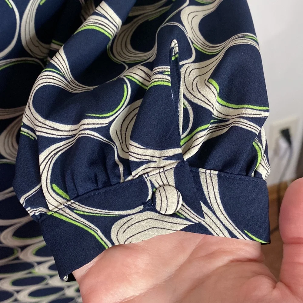 Moulinette Soeurs Anthropologie ellipse print mod style keyhole neck dress sz 0 - Picture 11 of 13